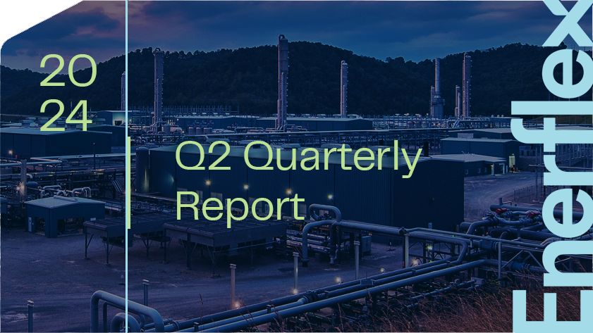 2024 Enerflex Q2 Quarterly Report - industrial plant background with text overlay highlighting report release.