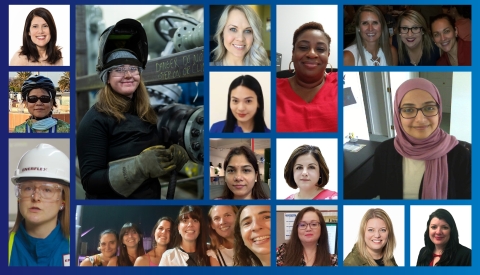 A diverse group of women in various professional roles, showcasing empowerment and representation in the workplace.